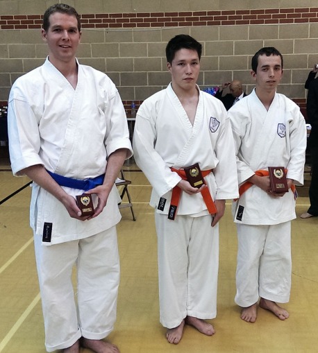 2014 - Andrew Stokes of Shikukai Chelmsford (centre) second place junior kata event at the Shikukai National Championships.