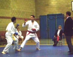 2011 Shikukai Championships, Swindon. Charles Jarrold in the final of the men's junior kumite.