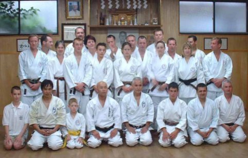 Shikukai Chelmsford members among students training at Honbu Dojo Tokyo 2004.