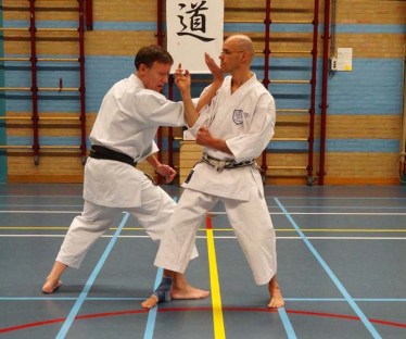 2014 - Shikukai Chelmsford instructor Tim Shaw teaching in Holland, demonstrating with Martijn Schelen.