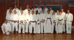 2001 Shikukai Chelmsford members with Sugasawa Sensei at a course in Settle N. Yorks.