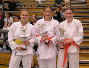 2005 Wado Academy National Championships. Female Junior competition winners from Shikukai Chelmsford.